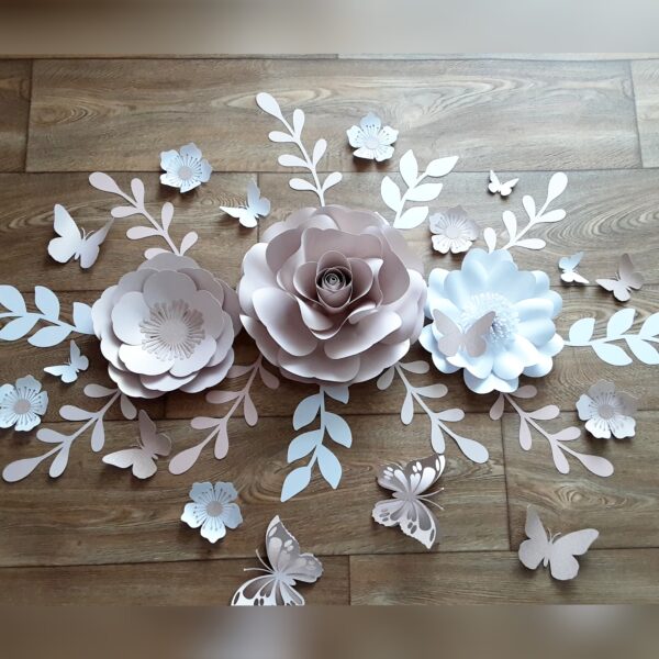 Rose Gold and white Charm - Transform Your Space with Whimsical Paper Flower Decor